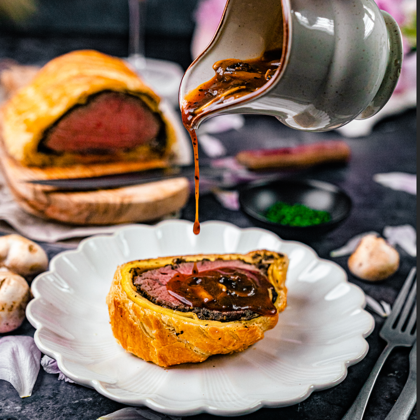 Beef Wellington with Truffle Jus