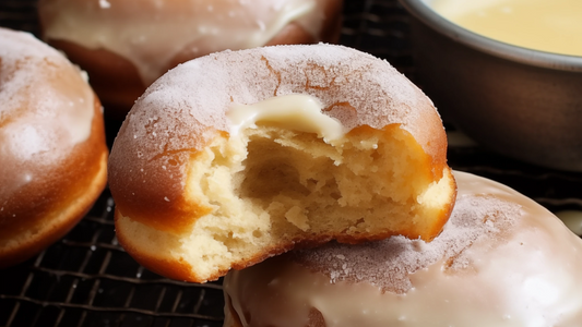 Brioche Donuts with Mascarpone Cream and Maple Glaze