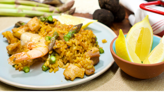 Saffron Paella with Chicken and Shrimp