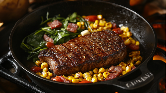 NY Strip Steak with Sweet Corn Succotash